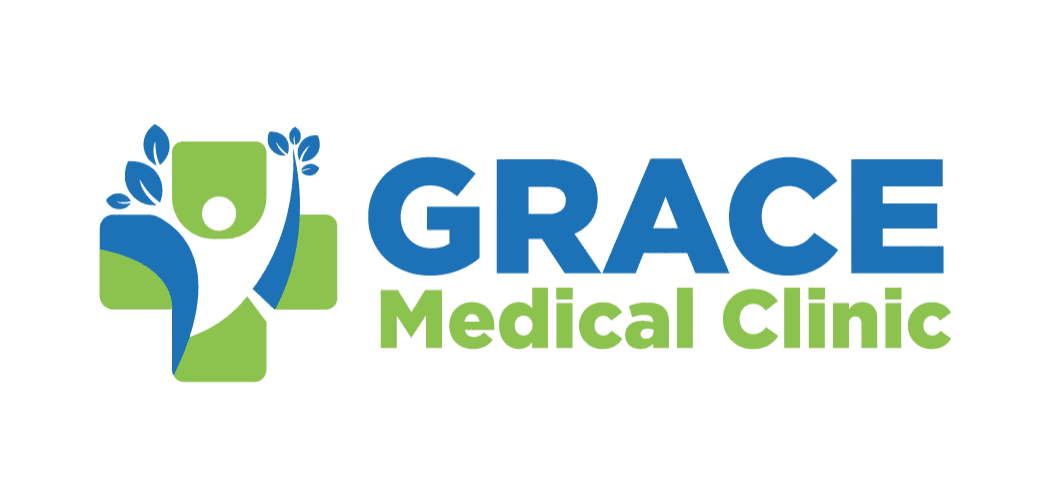 Grace Medical Clinic Calgary logo featuring a green healthcare symbol with leaves and blue text representing a family medical clinic.