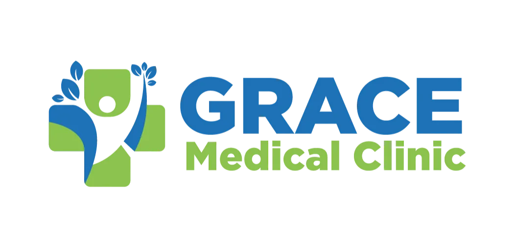 Grace Medical Clinic Calgary logo featuring a green healthcare symbol with leaves and blue text representing a family medical clinic.