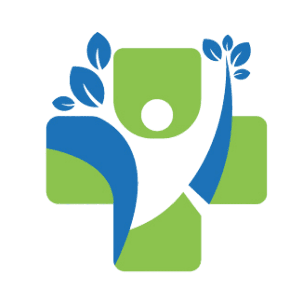 Grace Medical Clinic health and wellness logo with abstract human figure and leaves symbolizing care and healing